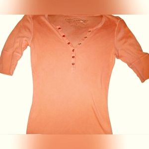 Aeropostale orange button-down, knit henley. Size large. Like new, worn once.